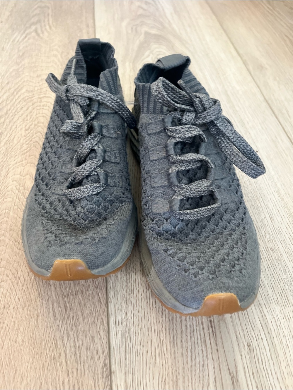 No Bull Gray Knit Lace-Up Sneakers with Gum Soles